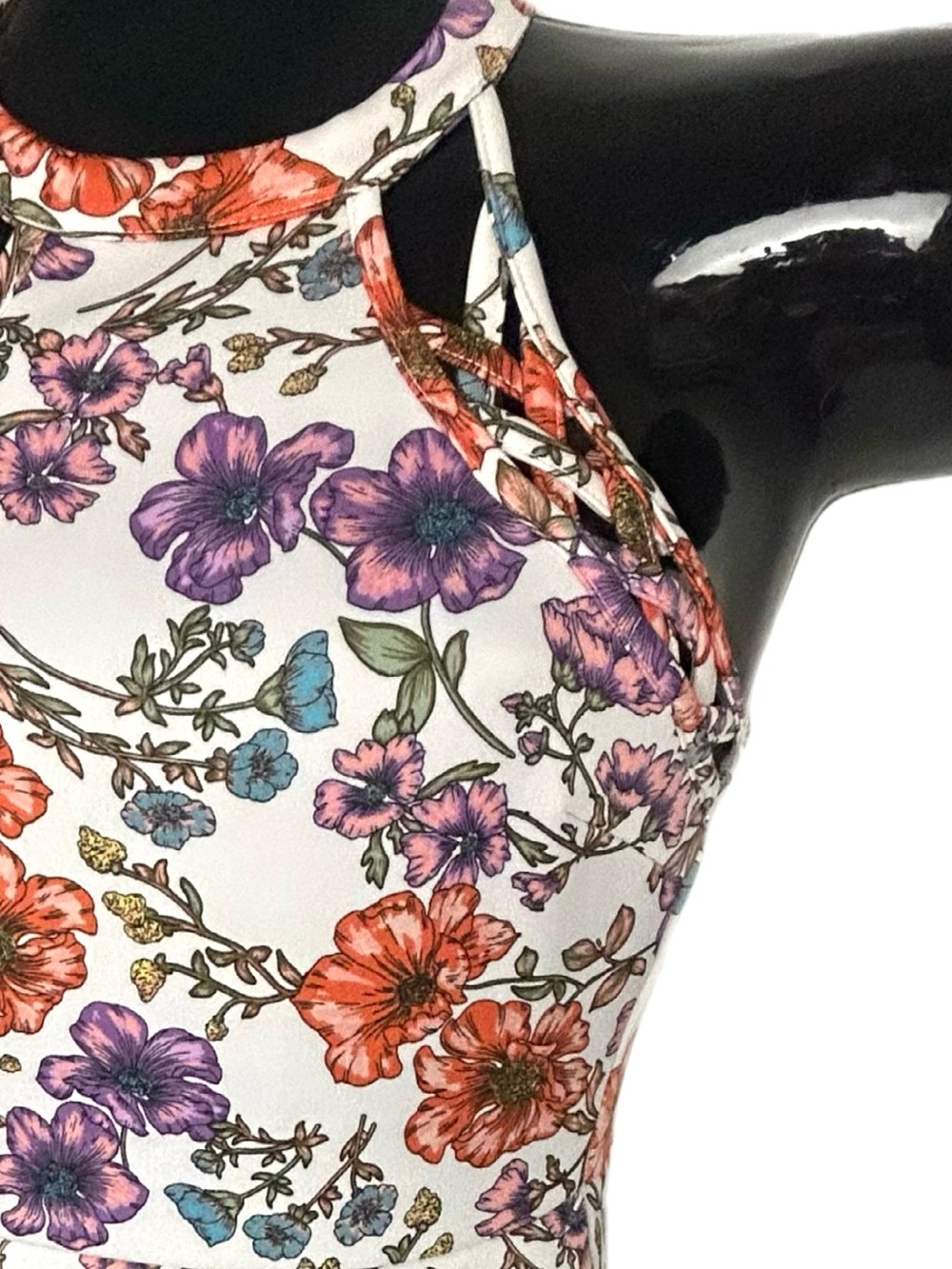 *NWOT 🌸Colorful Floral Halter Dress with Beautiful Purple, Blue & Orange Flowers - Picture 9 of 12